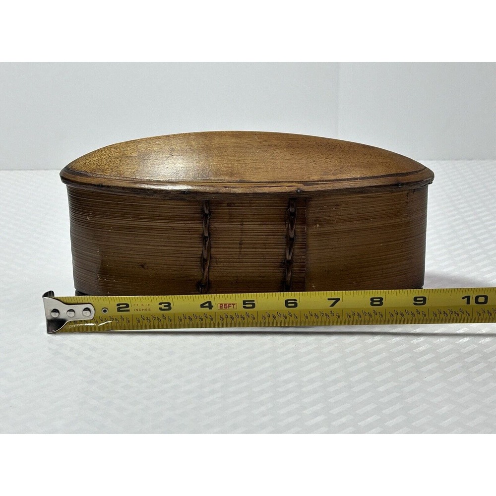 Thai AKHA Hill Tribe Bamboo Mulberry Wood Oval Tobacco‎ Box 4.5” - Picture 9 of 12